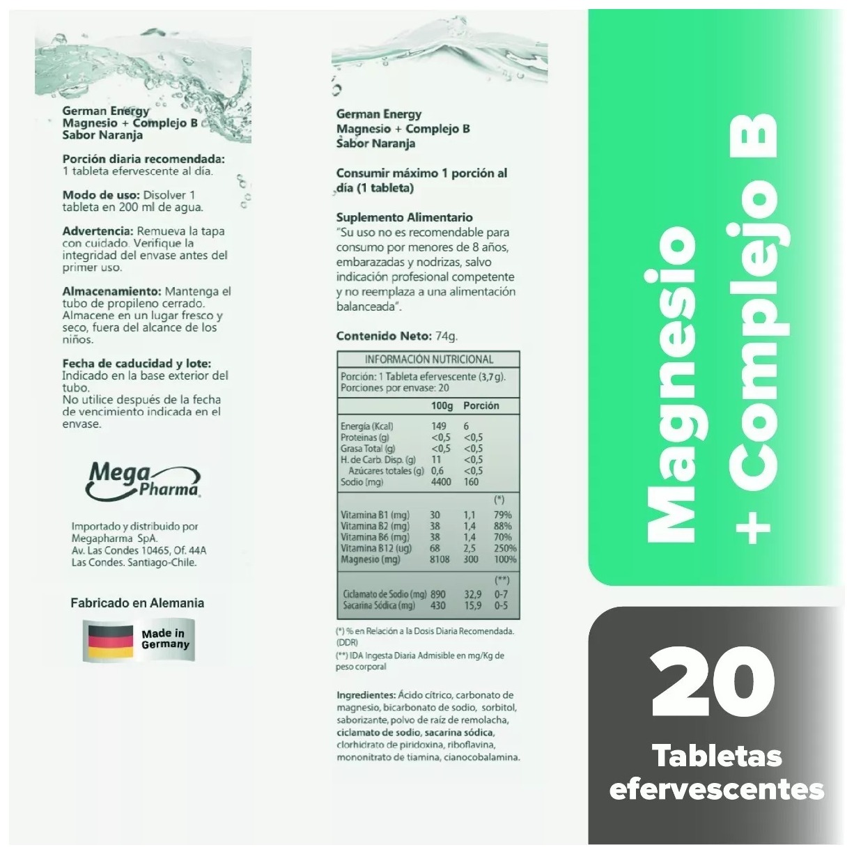 Pack 3 Magnesio + Complejo B Efervescente 60 Tabletas